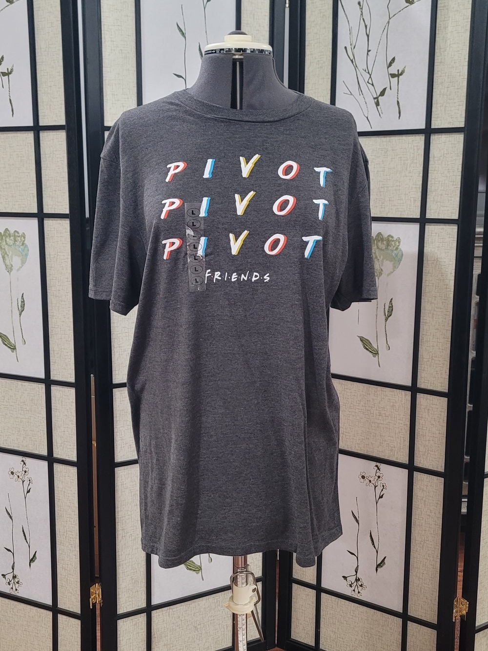 NWT. Friends 'Pivot' Graphic Tee - Charcoal